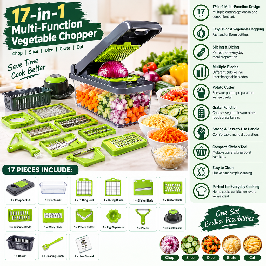 Vegetable Chopper & Slicer 17-Piece Set