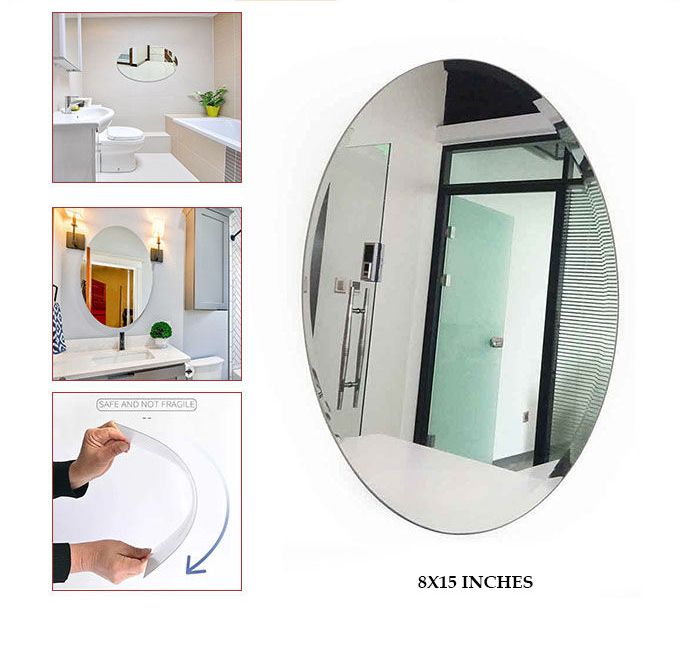 Oval Shape Flexible Self Adhesive Non-Glass Mirror Sticker