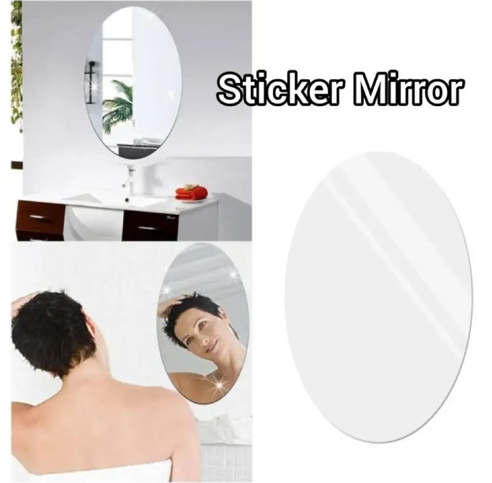 Oval Shape Flexible Self Adhesive Non-Glass Mirror Sticker