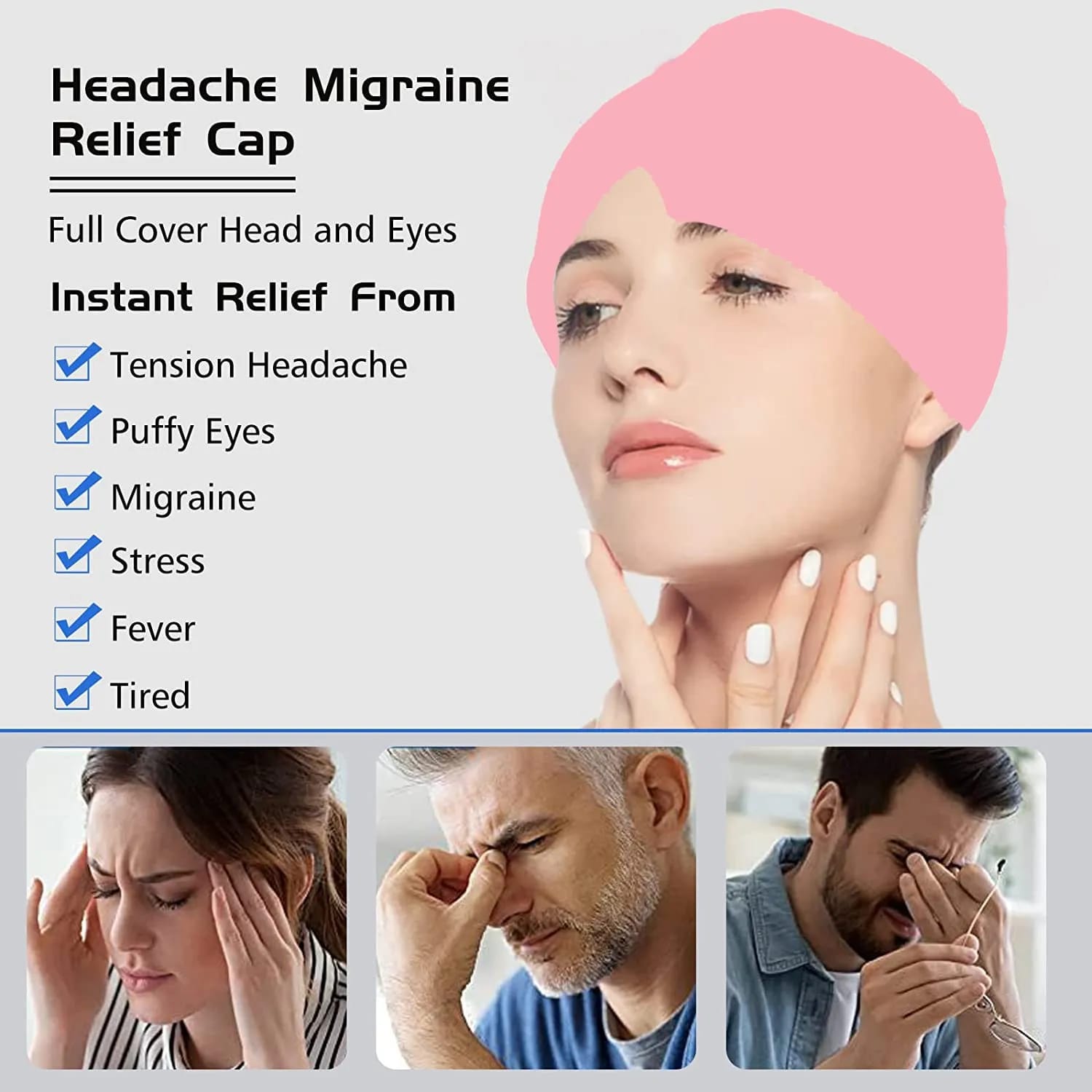Migraine Relief Cap Therapy Headpack Gel Ice Cap